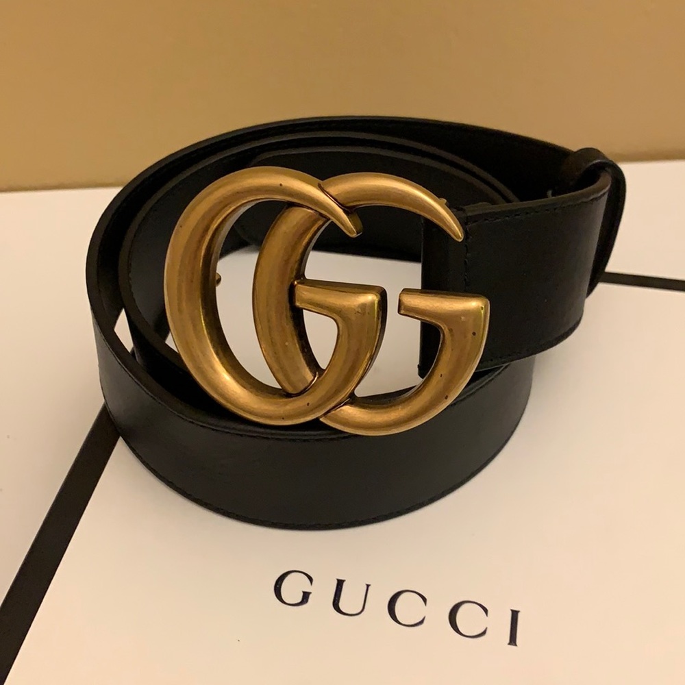 Gucci Double G black Leather Belt